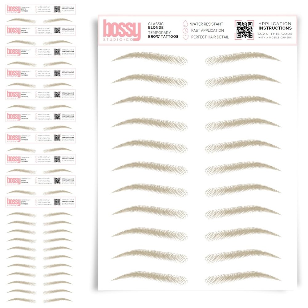 10 Pack Temporary Eyebrow Tattoos Waterproof Eyebrow Stickers, False Tattoos Hair Like Peel Off Instant Transfer Brows For Women And Men | Natural Strokes, Shaping (classic, blonde)