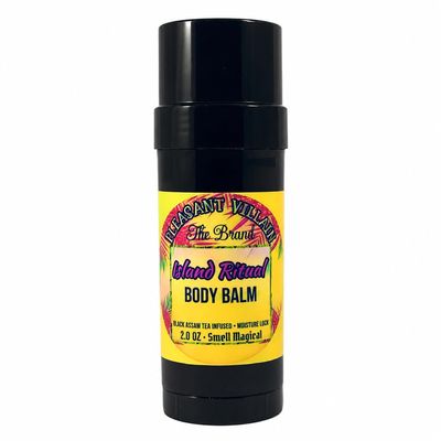 Pleasant Villain Body Balm (Island Ritual) Infused with a blend of Jojoba Oil, Grapeseed Oil, Squalane, Mango Butter and Black Assam Tea, soothes and moisturizes