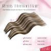 150G Hair Extensions Bundle-Dark Brown with Caramel Blonde 16 Inch 50G Tape in Hair Extensions and 100G Human Hair Weft Color #P4/27 Fashion Hair view 2