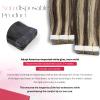 150G Hair Extensions Bundle-Dark Brown with Caramel Blonde 16 Inch 50G Tape in Hair Extensions and 100G Human Hair Weft Color #P4/27 Fashion Hair view 3