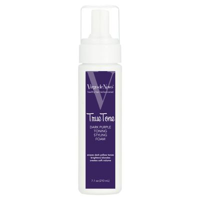 Virgo de Novo Dark Purple Toning & Styling Foam - Brightens Blondes - Brondes - Removes Dark Yellow & Brassy Tones on Balayaged, Bleached, or Highlighted Hair - Adds Natural Body - 7.1 oz