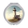 YJWANDO Portable Travel Makeup Mirror with Cover, Old Lighthouse Print Compact Design,Durable Silver Mirror,Lightweight & Convenient for Travel view 1