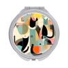 WYUSPGK Portable Folding Makeup Mirror with Silver Mirror and Protective Case, Mid-Century Modern Art Cat Print Portable Makeup Mirror Perfect for Travel view 1