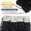 Curly Tape ins 20 pcs Kinky Curly Tape in Hair Extensions Human Hair Natrual Black for Women 24 Inch 50G view 3