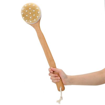 Bath Brush, Long Handle Exfoliating Body Scrubber with Bristle, Shower Back Scrubber with Ergonomic Grip for Skin Massage, Shower Brush for Body and Back