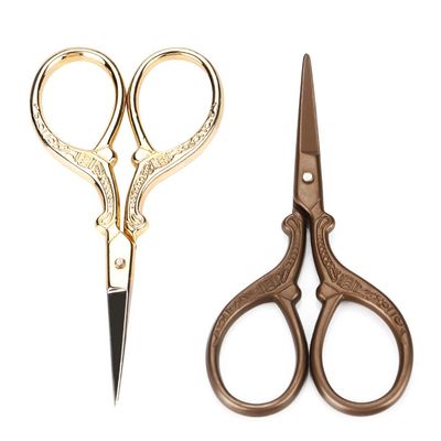 ZJchao Eyebrow Scissors, 2Pcs Vintage Crane Shaped Stainless Steel Scissors Beauty Makeup Scissors Small Scissors Beauty Embroidery Scissors Universal for Eyebrows Trim