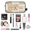 CURLYOOT Custom Makeup Bag with Name, Personalized Name Travel Toiletry Bag Makeup Organizer Case, Customized Cosmetic Bag with Name for Men Women Team Gifts, Light Brown view 4