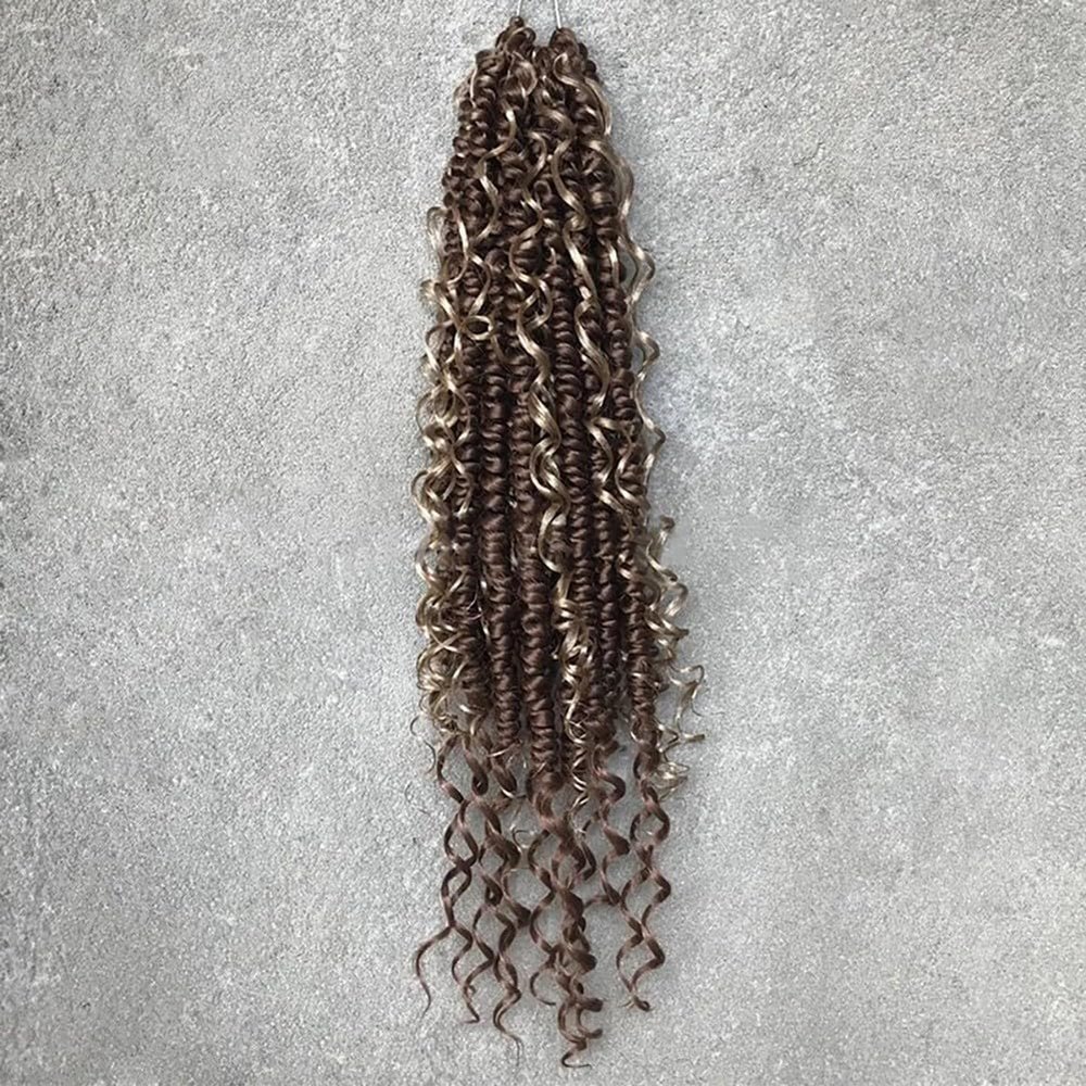Goddess Passion Twist Crochet Hair with Curly Ends 18 Inch 3 Packs Boho Style Pre Looped Pre-twisted Braids Hair Extension (#30/27)