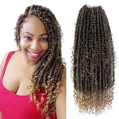 Goddess Passion Twist Crochet Hair with Curly Ends 18 Inch 3 Packs Boho Style Pre Looped Pre-twisted Braids Hair Extension (#1B/27)