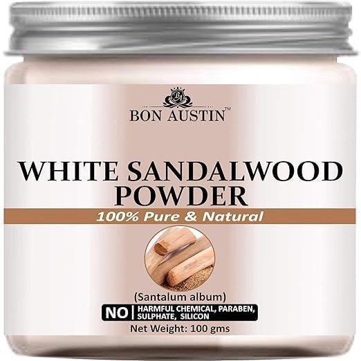 100% Pure & Natural White Sandalwood Powder - for Brightening & Glowing Skin, Face Pack (100 GMS)