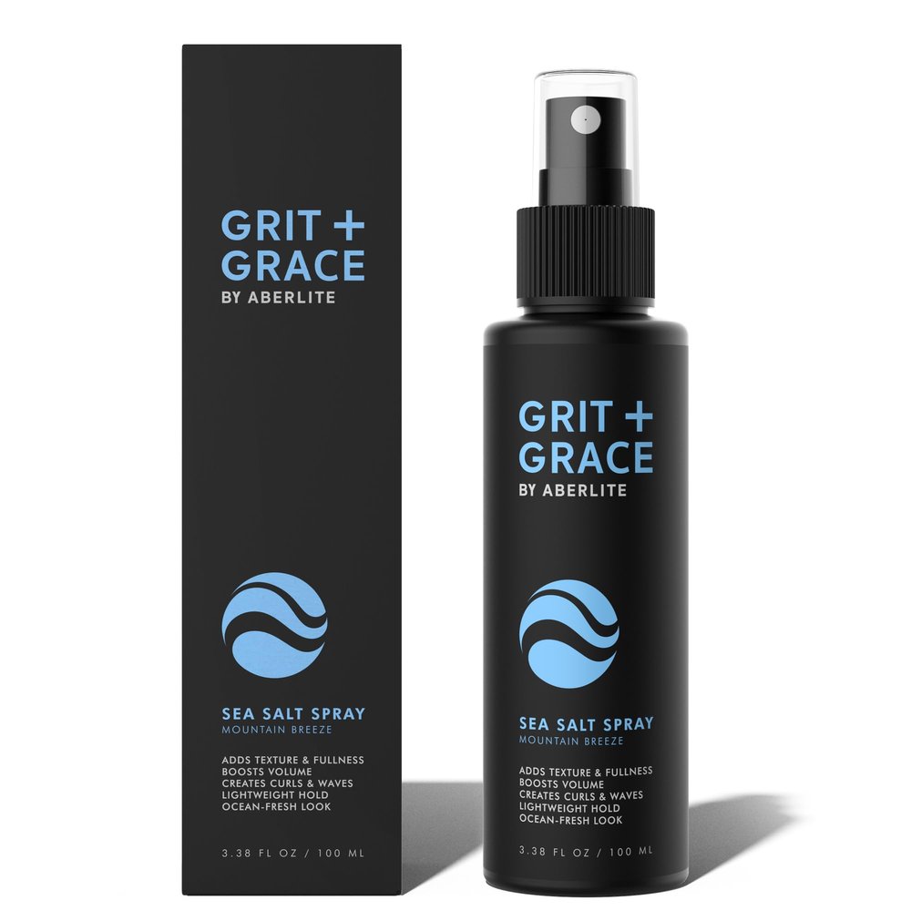 Aberlite Grit+Grace Sea Salt Spray for Men & Women Beach Look - Hair Texture Styling Product for Beach Waves - Curly & Wavy Hair Texture Spray (3.38 FL OZ)