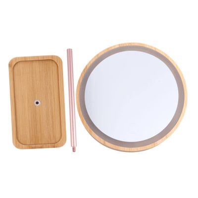 1pc Wooden Desk Mirror Swivel Table Desk Mirror for Bedroom Make up Lighted Mirrors Dining Table 90 Swivel Table Mirror Glass Travel Dressing Table Decorative Mirror