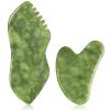 airogym 2PCS Jade Stone Gua Sha Set Face Massager Jade Facial Tools Body Lymphatic Drainage Massager, Guasha Face Sculpting Tool Skin Care Set Gifts for Women Gua Sha Sculpting for Tighten Skin view 1