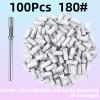 100 Pcs (180 Grit White) Small Sanding Bands Nail Drill Bit,Nail Drill Bits,Extreme Fine Grit Mini Sanding Band,Nail Bits,Upgrade 3.1mm Mandrel Bits,Professional Nail Drill Bit for Acrylic Nails view 3