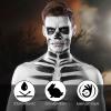 Paminify Black White Face Body Paint 1.01 oz/pc with 2 Sponges,Water Based Cream Face Paint for Clown Zombie Vampire Skeleton Cosplay Makeup,Halloween SFX Makeup Face Painting Kit,2.02 oz view 2