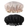 2 Pack Shower Caps, Elastic and Reusable Bonnet, Double Waterproof Layers, Bath Caps for Women (Pink/Black) view 1