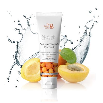 Apricot and Vitamin C Face Scrub | For Bright And Glowing Skin | Naturally Exfoliating | Removes Blackheads & Dead Skin Cells | Suitable to All Skin Types for Men and Women | 100gm