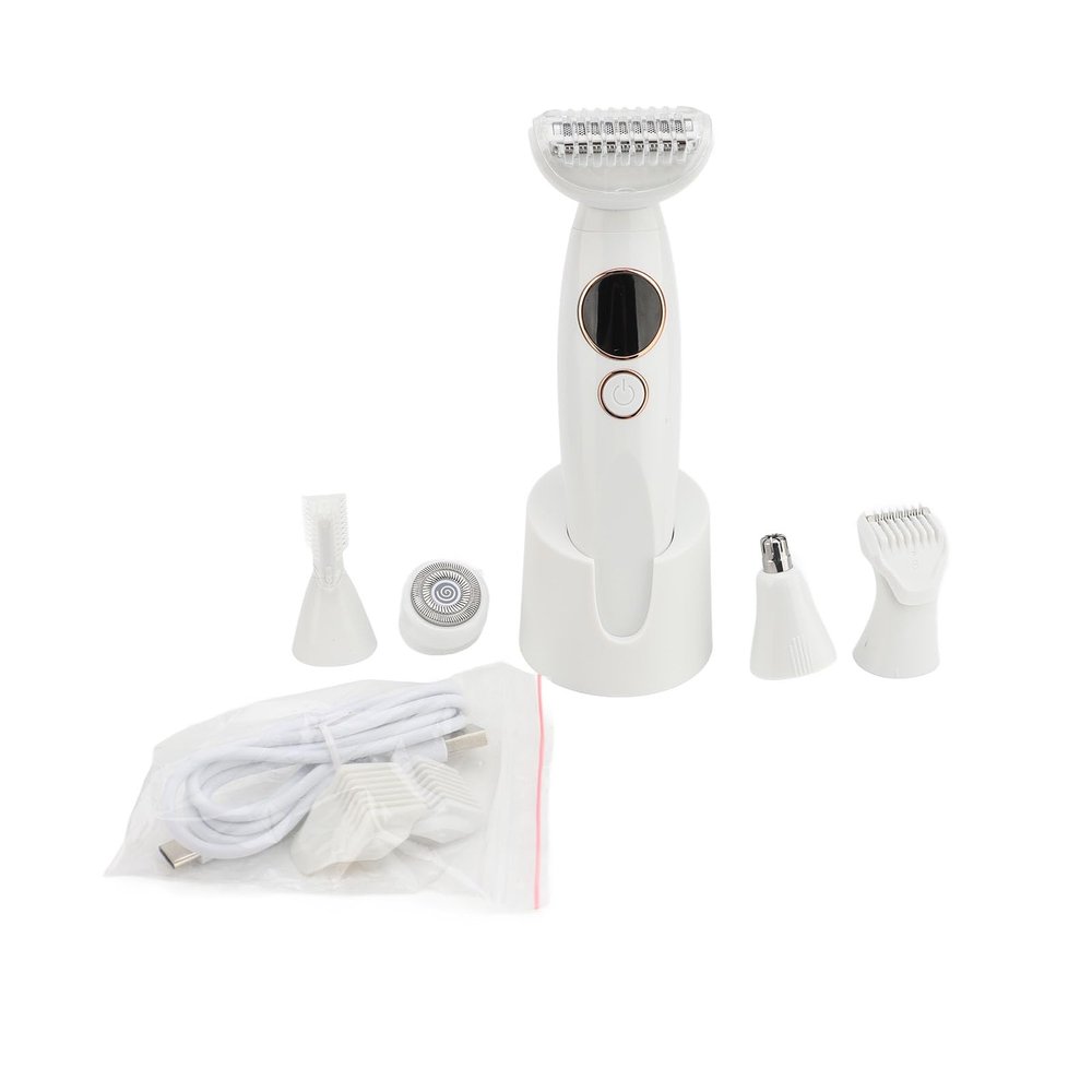 Electric Hair Removal Device 5 in 1 Lady Trimmer Women Epilator for Sensitive Skin Shower Bath (with Charging Base)
