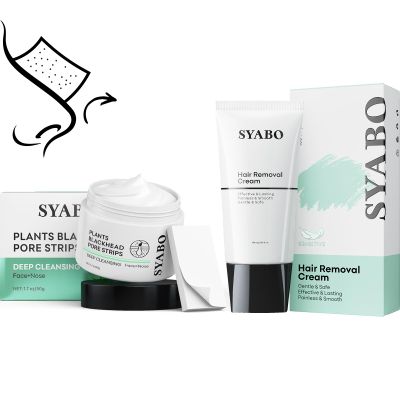 Blackhead Mask for Pore and Blackhead Removal with 100pcs Strips and Hair Removal Cream for Women and Men Painless Depilatory Lotion for Bikini Legs Arms Underarms and Body for All Skin Types