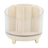 360 Degree Rotating Makeup Brushes Organizer, Large Capacity Lipstick Cosmetics Storage Box, Cream White for Makeup Beginners view 1