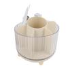 360 Degree Rotating Makeup Brushes Organizer, Large Capacity Lipstick Cosmetics Storage Box, Cream White for Makeup Beginners view 3
