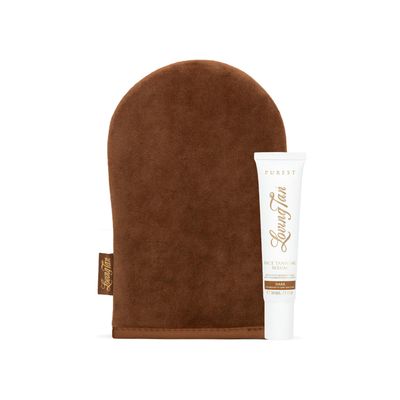 Loving Tan Purest Face Tanning Serum, Dark + Purest Applicator Mitt - Sunless Tanner Made From 97% Certified Organic & Naturally Derived Ingredients - Cruelty Free, Vegan - 1 Fl Oz