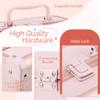 CHUANGJIN Makeup Train Case 2 Trays Makeup Box Organizer Portable Travel Makeup Case Lockable Makeup Storage Organizer Cosmetic Box for Jewelry Nail Tech Brushes Accessories Tool, Pink Pro view 3