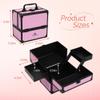 CHUANGJIN Makeup Train Case 2 Trays Makeup Box Organizer Portable Travel Makeup Case Lockable Makeup Storage Organizer Cosmetic Box for Jewelry Nail Tech Brushes Accessories Tool,Black Pink Pro view 3