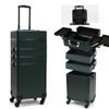 CHUANGJIN Particle Rolling Makeup Train Case Professional Cosmetic Trolley Large Storage Organizer with Key Swivel Wheels Salon Barber Case - New Green (Extra Portable Cosmetic Bag, Green) view 1