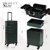 CHUANGJIN Particle Rolling Makeup Train Case Professional Cosmetic Trolley Large Storage Organizer with Key Swivel Wheels Salon Barber Case - New Green (Extra Portable Cosmetic Bag, Green) view 2