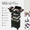 CHUANGJIN Particle Rolling Makeup Train Case Professional Cosmetic Trolley Large Storage Organizer with Key Swivel Wheels Salon Barber Case - New Green (Extra Portable Cosmetic Bag, Green) view 4