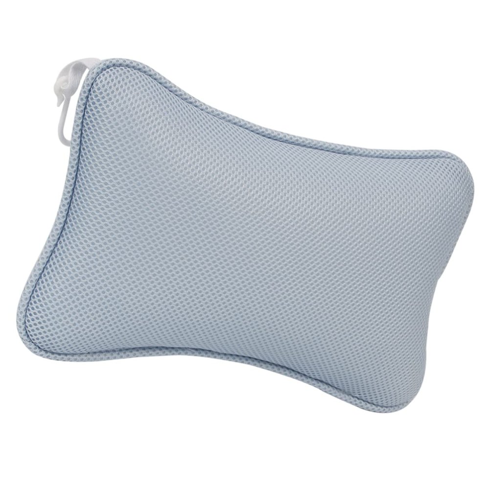 EXAOMBLE Non-Slip Bathtub Pillow with Suction Cups Comfortable Neck and Shoulder Support Cushion for Standard Bathtubs Durable Mesh Material Blue Color