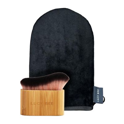 Lucy Bee Self Tanning Mitt & Blending Brush for Streak-Free, Natural-Looking Tan, Washable & Reusable Tan Applicators for Face & Body