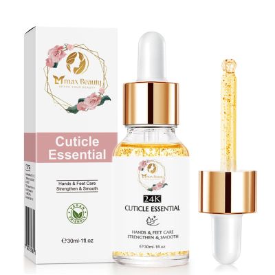 MMAX BEAUTY Cuticle Essential Oil 24k Gold for Nail Strength & Smoothness | Rose Jojoba Mineral Nail Oil - Natural Nail Oil Cuticle Softener, Moisturizes & Conditions Cuticles & Nail Beds, 30ml
