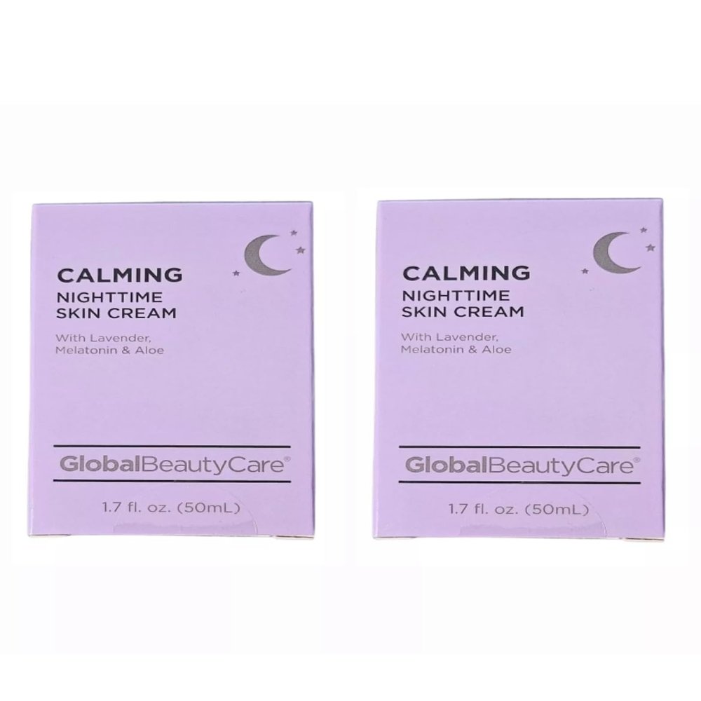 Calming Nighttime Skin Cream, 1.7 fl oz, Lavender, Melatonin, Aloe, 2 Pack