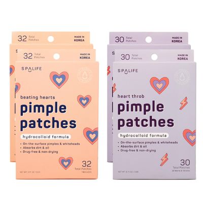 SpaLife Hydrocolloid Heart Pimple Patch Duo  Overnight Acne Patches for Blemishes, Redness & Oil Control  62 Assorted Spot Patches for All Skin Types