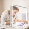 DLITISH Foldable Half Moon Light for Nail Desk, 48W Square Nail Table Lamp, 33in LED Desk Lamp with Knob, 3 Modes 3000-6000K Dimmable (Silver) view 1