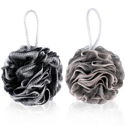 2Pcs Bath Loofah Sponge Shower Loofahs Bath Sponges 60g for Body Washing Exfoliate Cleanse Soothe Skin (Black Grey)
