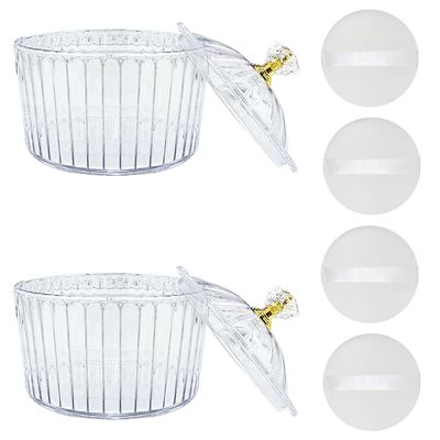 6-Pcs Fluffy Soft Plastic Powder Puff Dish for Women