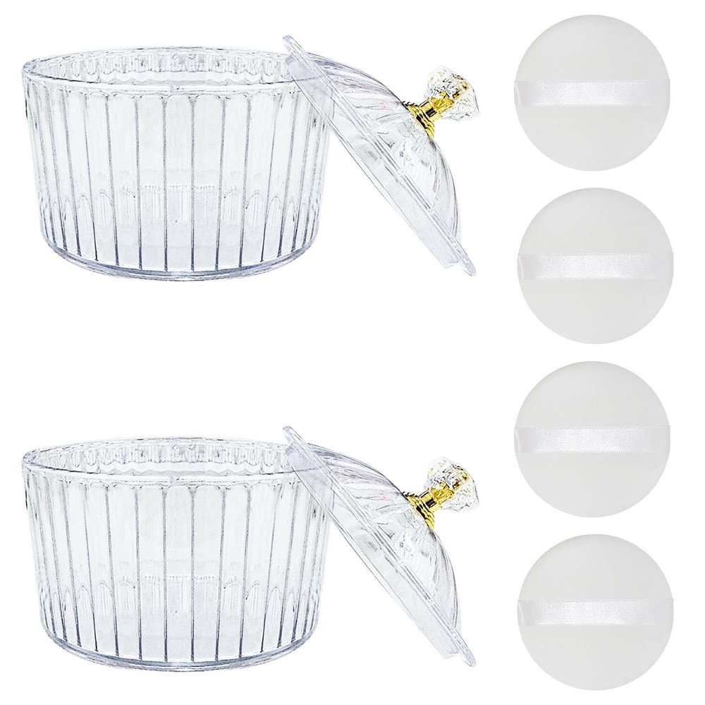 6-Pcs Fluffy Soft Plastic Powder Puff Dish for Women