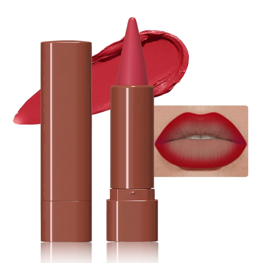 Hxssll Sculpting Matte Lip Liner pencil,Gradient Matte Lipstick Crayon,Smooth Creamy Texture lip Pencil, Waterproof Smudge Proof Lipstick Pencil,Highly Pigmented Lip Makeup,Vegan Beauty.06#