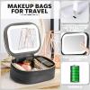 Mini Makeup Bag with Led Mirror, Small Travel Make up Bag 3 Light Modes Adjustable Brightness, for Women Organizer Cosmetic Bag, Portable Travel Train Toiletry Bag, for Pool Parties Work Touch-Ups view 3