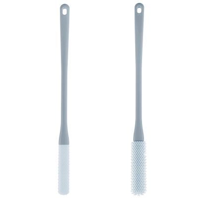 2 Pcs Toe Gap Cleaning Brush, Foot Back Scrubber in Shower, Long Handle Foot Brush, Foot Scrubber for Shower, No Bending to Remove The Dead Skin of The Feet, Exfoliating Brush for Men and Women (Grey)