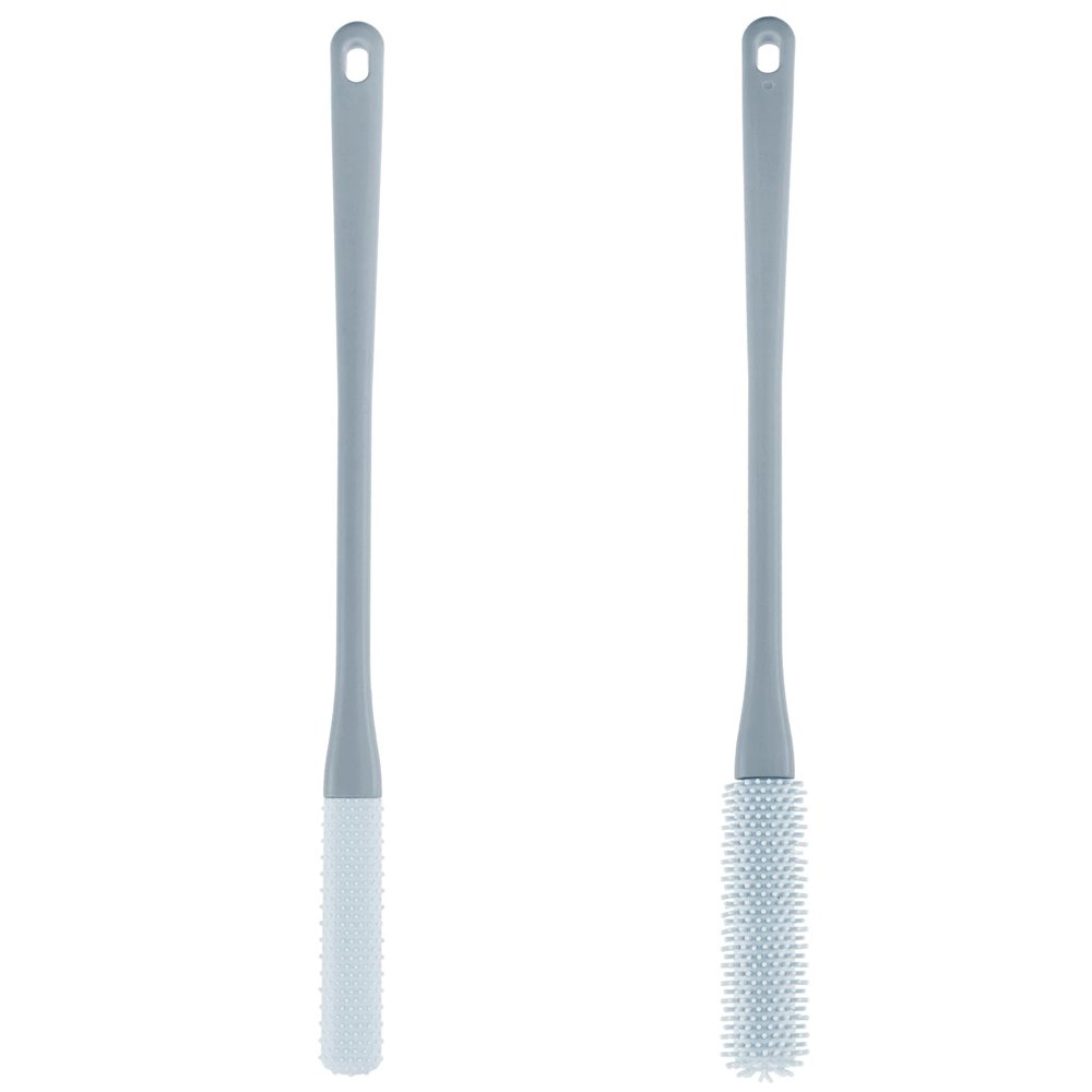 2 Pcs Toe Gap Cleaning Brush, Foot Back Scrubber in Shower, Long Handle Foot Brush, Foot Scrubber for Shower, No Bending to Remove The Dead Skin of The Feet, Exfoliating Brush for Men and Women (Grey)