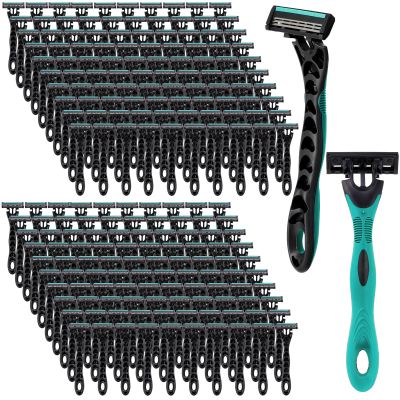 Leriton 200 Pcs Men's Disposable Razors Bulk 3 Blade Men Razors for Head Sensitive Skin Comfortable Shave