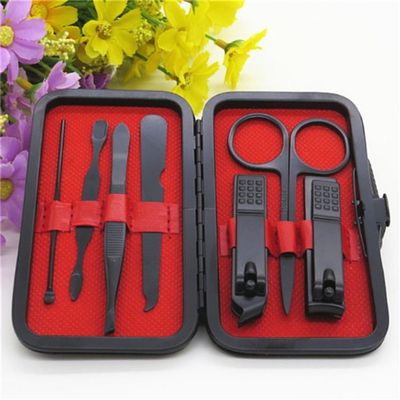 A1DFDFGOQSFG 7pcs Stainless Steel Nail Clippers Set Scissors Suit with Box Trimmer Grooming Manicure Cutter Kits for Nail Tools,Silver,A (Black A)