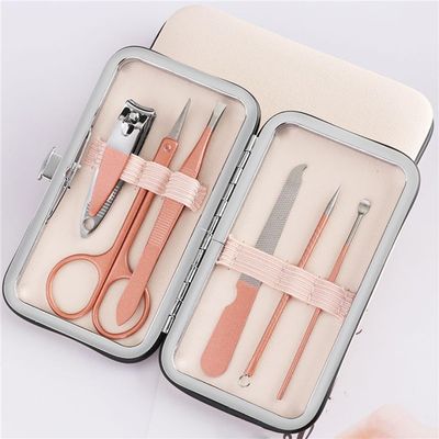 A1DFDFGOQSFG Set Manicure Set Pedicure Nail Tools Kit with Travel Case Stainless Steel Ear Spoon Nail Clippers Scissor,17pcs (6pcs)