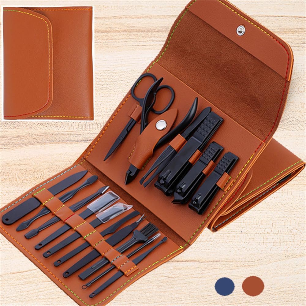 A1DFDFGOQSFG Nail File Nail Scissors Clipper Manicure Pedicure Kit Convenient to Use Manicure Set Sturdy for Travelling,7022E 4 pcs Black (7022d 16 Pcs Coffee)