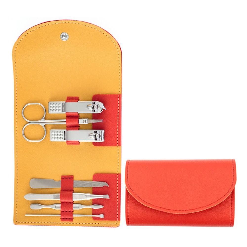 7 Pcs Manicure Set Ear Spoon Stainless Steel Nail Scissors Set Pedicure Scissors Nail Clipper Set Household,05 (6)