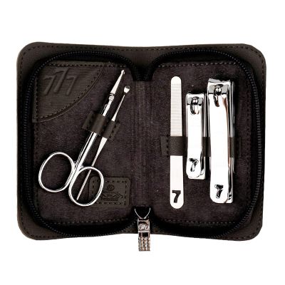 A1DFDFGOQSFG Fingernail Clipper Set Manicure Set 5 in 1 Stainless Steel Pedicure Kit Professional Nail Clippers Nail Care Tools,Grooming Kit with Nose Hair Scissors Black/rown Nail Grooming Kits (